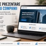 De ce orice companie are nevoie de un site de prezentare bine construit Laptop care afișează un site de prezentare profesional pentru o companie