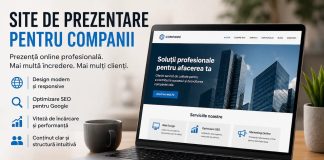 De ce orice companie are nevoie de un site de prezentare bine construit Laptop care afișează un site de prezentare profesional pentru o companie